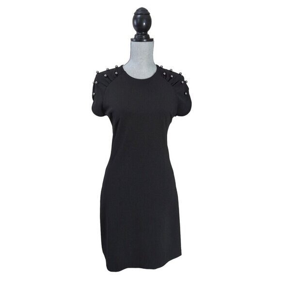 Betsey Johnson Sheath Dress Womens 2 Black Beaded Short Sleeve Cocktail Party - Picture 2 of 11